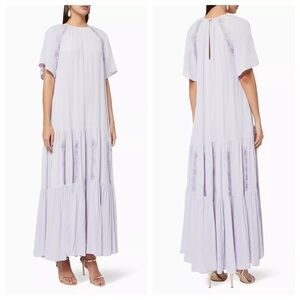 By timo lavender tiered short sleeve maxi dress